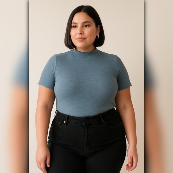 A437 • Ribbed Mock Neck Bodysuit - Picture 1 of 4